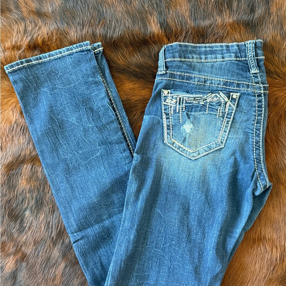 Daytrip Distressed Blue Straight Leg Jeans
